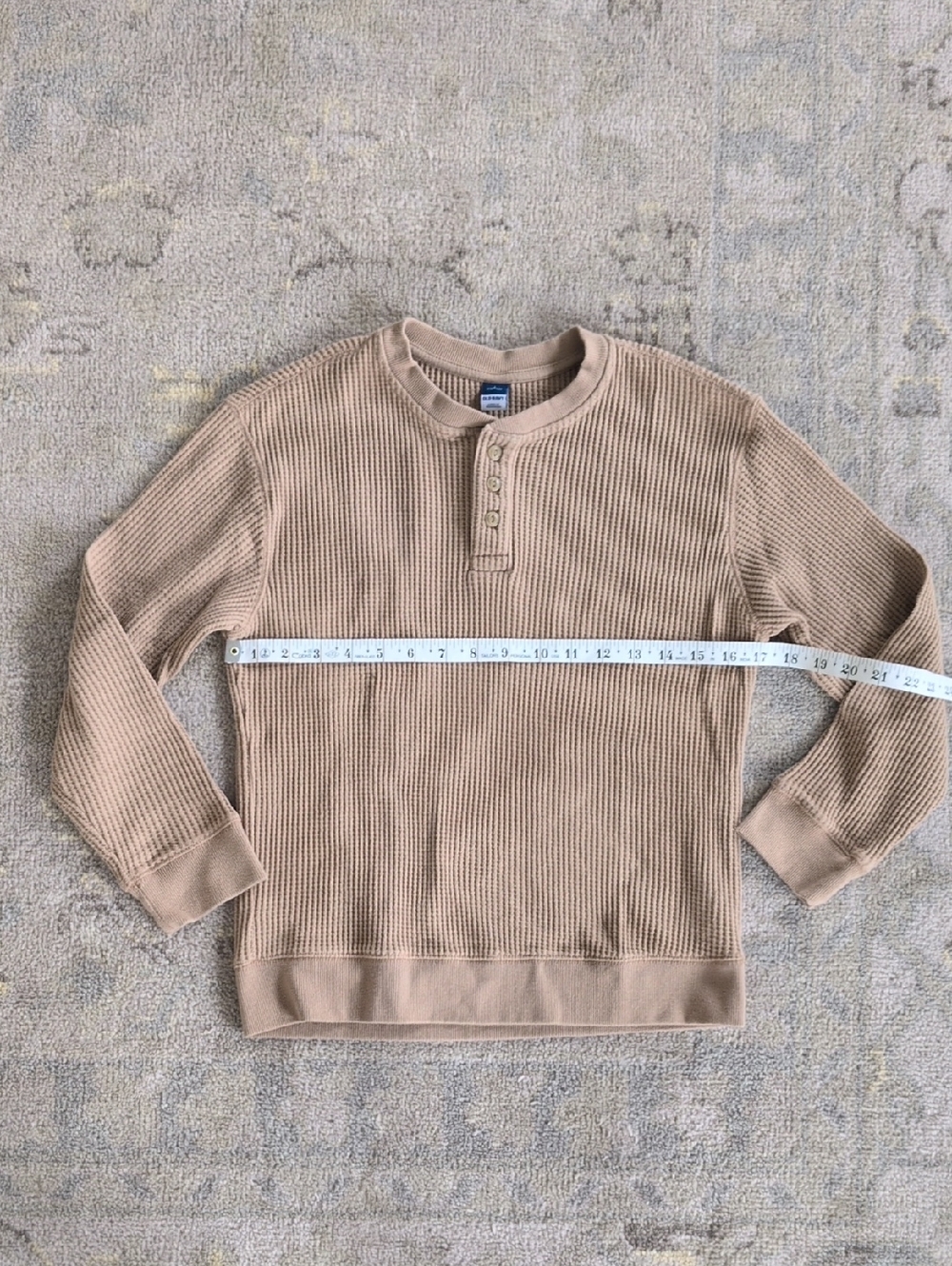 Old Navy Beige Waffle-Knit Henley